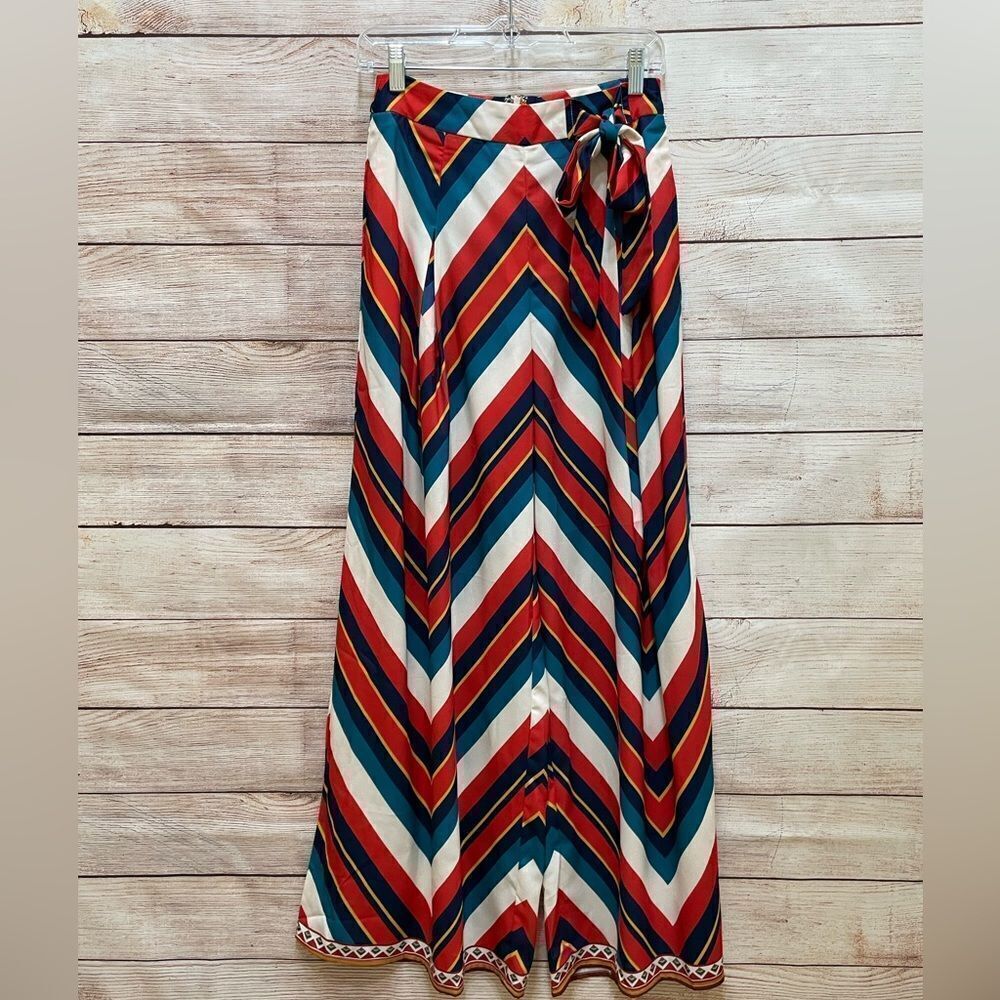 JEALOUS TOMATO BOHO WIDE LEG PALAZZO PANTS IN BOLD‎ CHEVRON PRINT